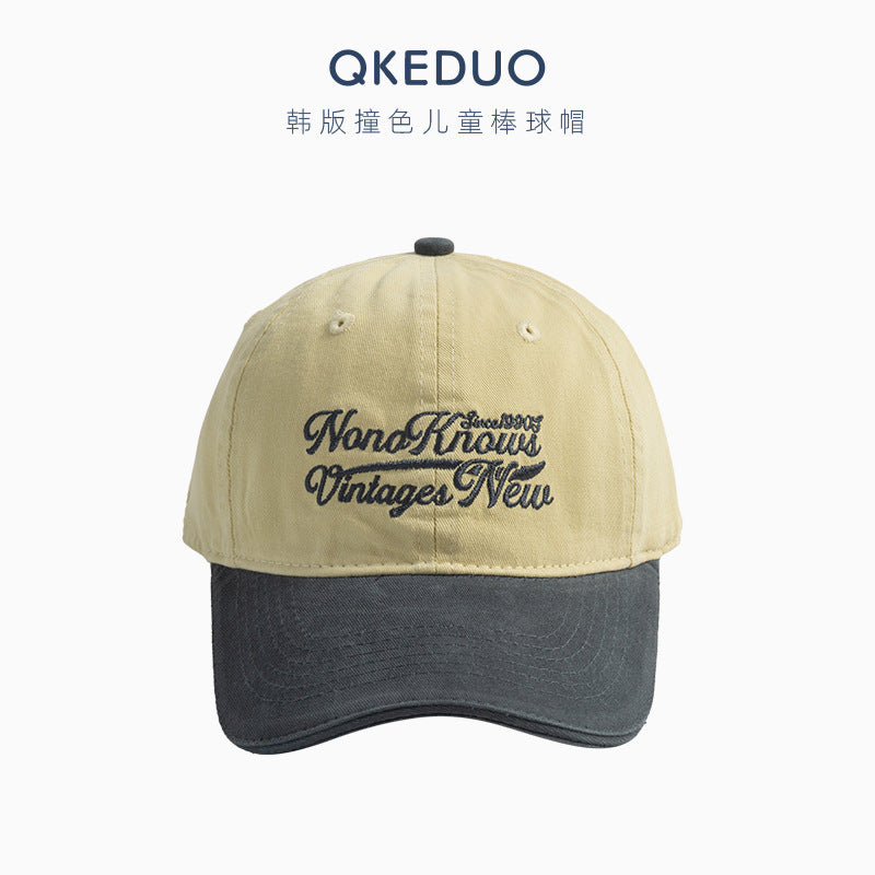 Wholesale Children's embroidered colorblock casual baseball cap